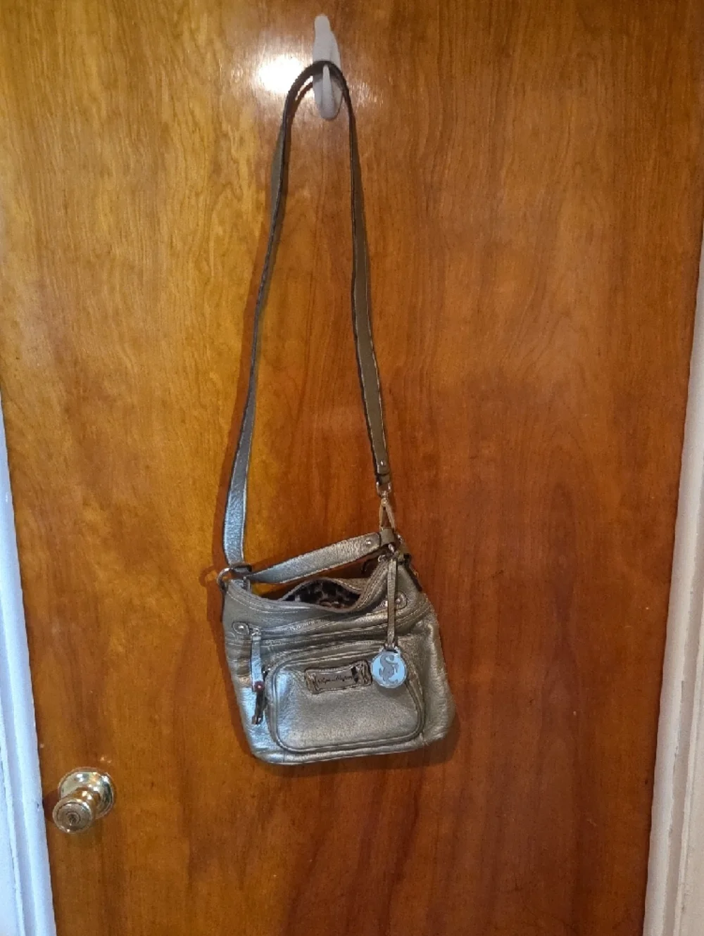 Metallic Gray Crossbody Shoulder Bag - Picture 11 of 11
